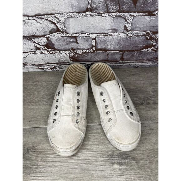 TAOS Ez Soul White Canvas Fabric Slip On Mule Sneakers Women’s Sz 9.5M US/40EU - Picture 2 of 16